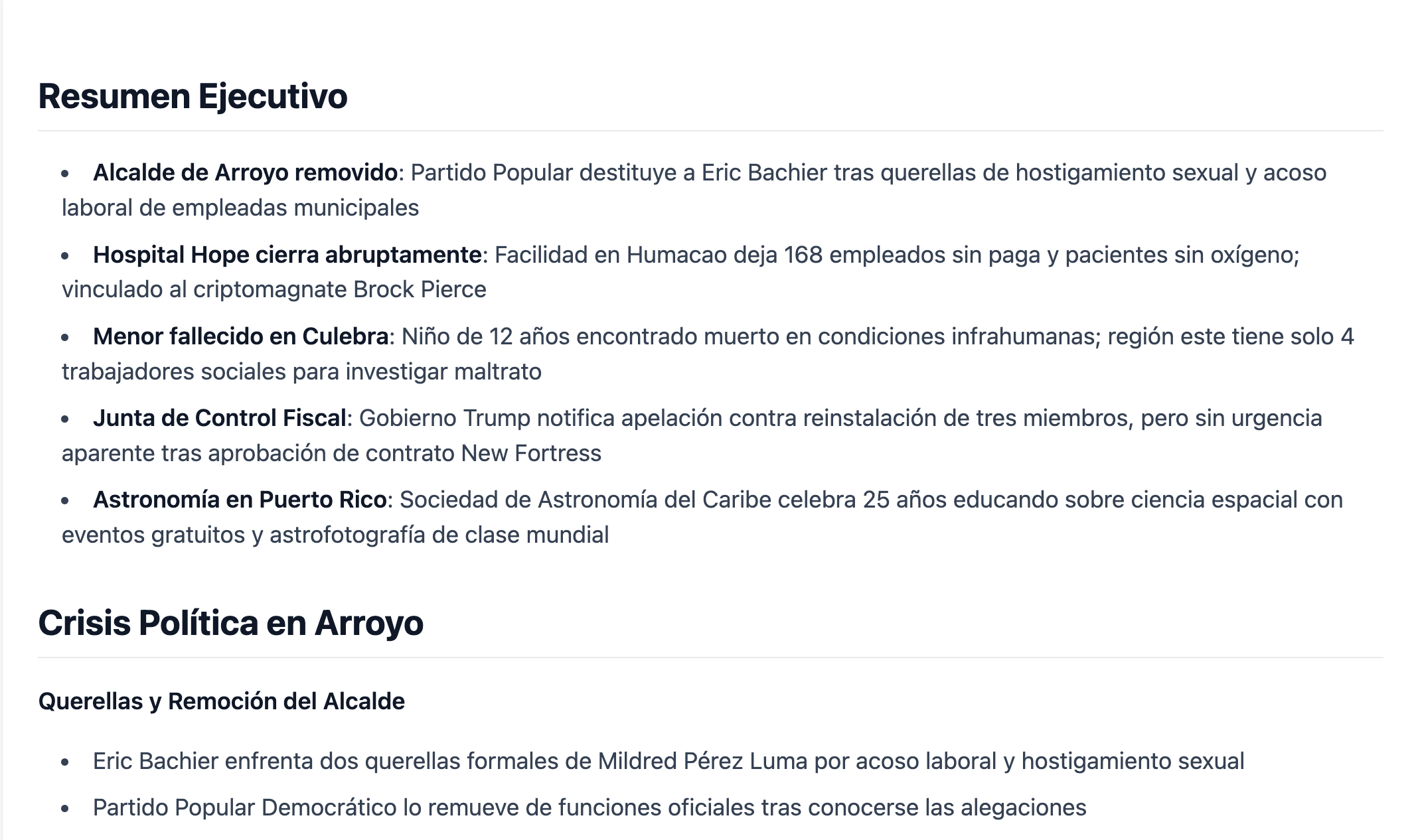 Narrative summary view in Monitorea