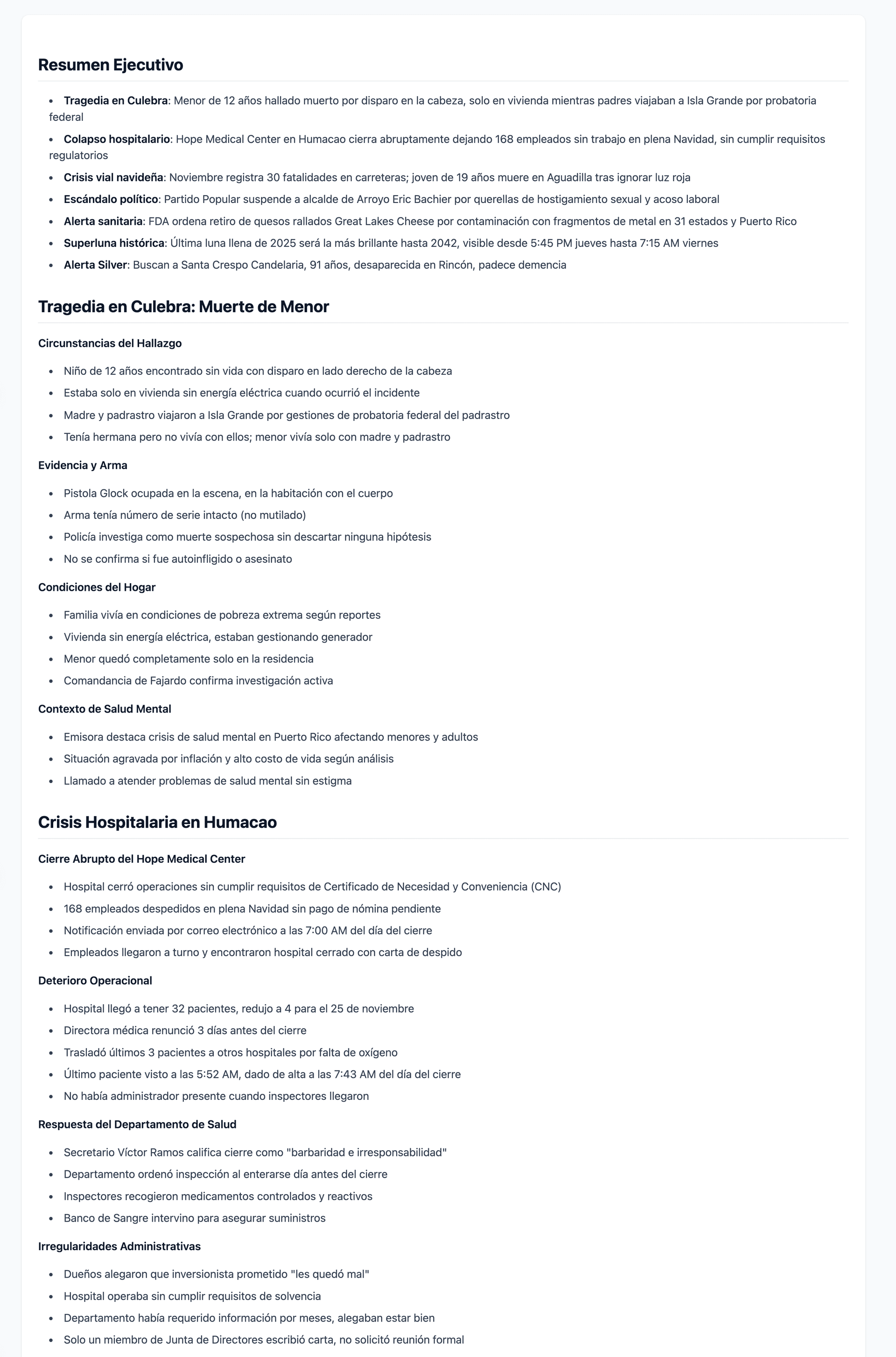 Daily narrative summaries